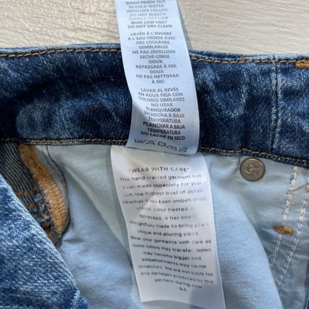 New Good American Slim Straight High Rise Raw Hem Ankle Jeans Blue Size 0 / 25 - Picture 16 of 16